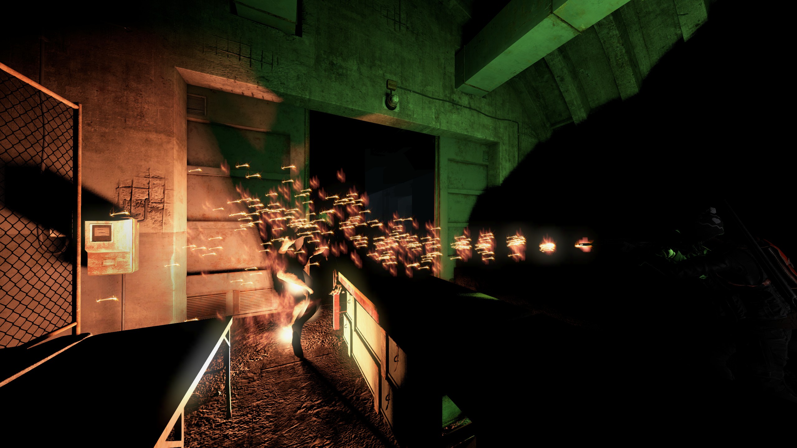 Orange tracers in warehouse
