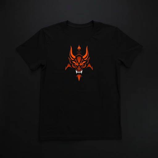 Black house tee with the orange B3 devil sigil printed on the chest